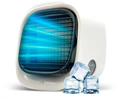 Airabreeze, Aira Breeze Enfriador Portátil, Airbreeze Air Cooler, Aire Acondicionado Aira Breeze, Evaporativo 3 Niveles De Potencia, Bajo Consumo A+ Para Casa, Oficina Y Dormitorio (Blanco)