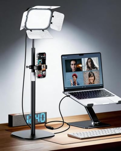 EMART 24.6-35.3 Ring Light for Desk with Flexible Gooseneck & Barndoor - CRI 97+ Desktop Key Light 15W Continuous Output Lighting for Photography/Video Conference/Zoom/YouTube/Live Streaming