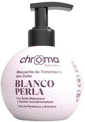 Chroma Barcelona - Mascarilla de Tratamiento con Color Semi Permanente, enriquecidas con Ácido Hialurónico, 250 ml - 23 colores. (Blanco Perla) NO CUBRE CANAS/VER TABLA DE COLORES ANTES DE COMPRAR