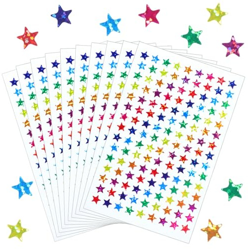1350 Stück Klein Stern Aufkleber Glitzer Sterne Sticker Bunt Stern-Nagelsticker Belohnungssticker für Geschenkverpackung Kalender Auszeichnungen Grußkarten Kunsthandwerk Unterhaltungsdekoration