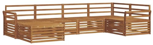 vidaXL Outdoor-Sofagarnitur 6 pcs Natur Massivholz Akazie, Moderner Outdoor-Sofa, robuster Sitzecke für Garten, bequemer Lounge für die Terrasse