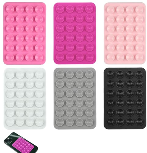 QEQSHQO Ventosa per Telefono 6 Pezzi Multicolore, Supporto Cellulare Antiscivolo Adesivo per Selfie, Doccia, Auto e Superfici Liscie