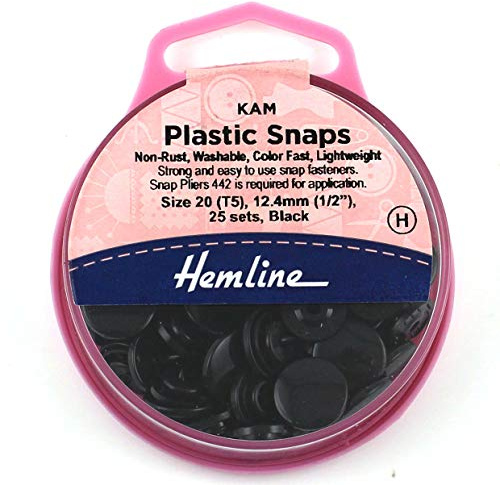 KAM Plastic Snaps: 25 x 12.4mm Sets: Black
