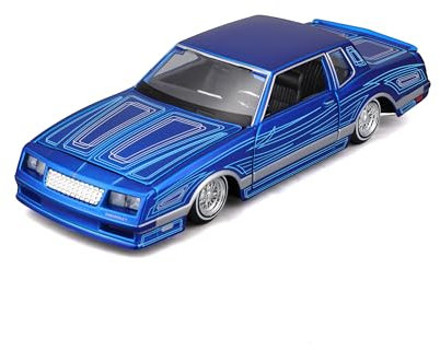 Maisto Chevrolet Monte Carlo SS Lowriders (1986): Modellauto im Maßstab 1:24, Türen beweglich, blau (532542)