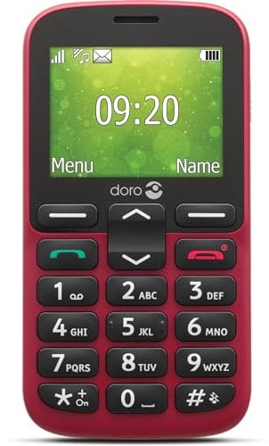 Doro 1380 Unlocked 2G Network ONLY Dual SIM Mobile Phone for Seniors with 2.4 Display, Camera and Assistance Button [UK and Irish Version] (Red)