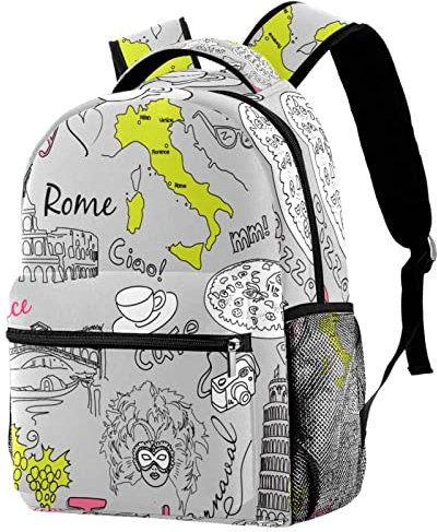 SJOAOAA Sightseeing in Italien Rucksäcke für Jungen und Mädchen, Schulbuchtasche, Reisen, Wandern, Camping, Tagesrucksack