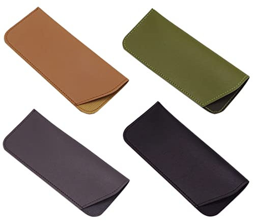 4 Pezzi Custodia Occhiali Pelle, Morbida Custodia Occhiali Lettura, Borsa Astuccio Occhiali for Donna Uomo