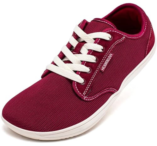 HOBIBEAR Hommes Femmes Chaussures Pieds Nus Barefoot Minimalistes Marche Légère Sneakers(Vin Rouge, EU 40)