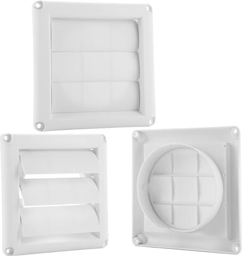ZOFUN 3 Pcs Tumble Dryer Vent Covers, 15 x 3.8 cm Extractor Fan Covers with 100 mm Diameter, Air Vent Covers with Non-Return Shutters, Tumble Dryer Vent Covers for Wall Door Window Ducting Air Vent