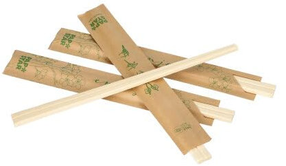 1000 pares de palillos de madera 'puro' 21 cm envueltos individualmente