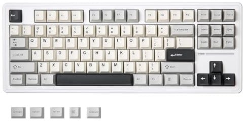 YUNZII YZ87 Gasket Teclado Mecánico,TKL Teclado Inalámbrico Hot -Swap para Juegos con Acolchado de 4 Capas, BT5.0/2.4G/USB-C NKRO Teclado Retroiluminado RGB para Win/Mac(Blanco, Milk Switch)