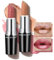 Anglicolor Glitzer Lippenstift Metallic Glänzend Glossy, Shimmer Lipstick Seidig Velvet Langanhaltend Feuchtigkeitsspendende, Vegan Lipgloss Damen Mädchen Make-up (01+10,8g)