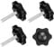 sourcing map 4Pcs Clamping Screw Knob, M5 x 25mm Hex Shaped Star Knob Plastic Grips Hand Tightening Screw Handle for Umbrella Base Mechanical Furniture, 25mm Dia