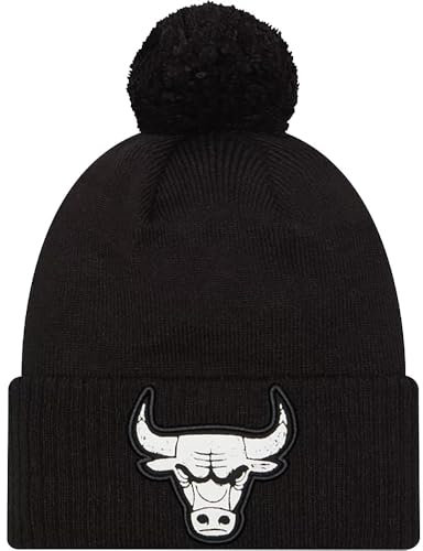 New Era Chicago Bulls Classic Cuff Knit Pom Beanie Mütze Schwarz, Schwarz, Einheitsgröße