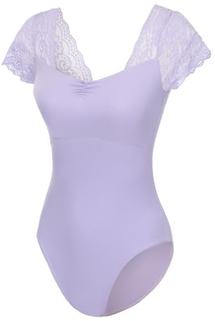 Lanbodance Women's Short Sleeve Leotard for Ballet Ballerina Dance Costume