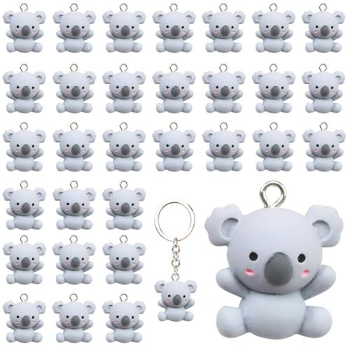 Umllpet Koala Schlüsselanhänger, 30 Stück Koala-Anhänger, Koala Mini Harz-Anhänger, Koala Schmuck Geschenk, Kunstharz-Anhänger für Schmuckherstellung, Muttertagsgeschenk, Mädchen, Teenager und Töchter