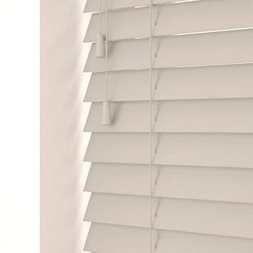 Cloud 50mm Faux Wood Venetian Blinds Fine Grained With Strings 120cm Drop 180cm Wide