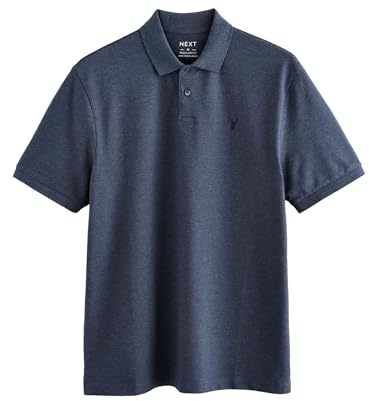 NEXT Herren Reguläre Passform Piqué-Poloshirt Denim Marl S