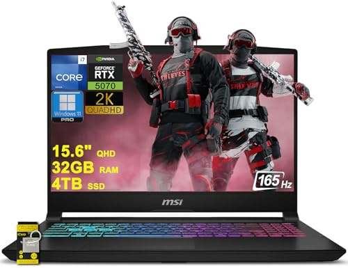 msi Katana 15 HX Gaming Laptop 15,6 QHD 165Hz (100% DCI-P3) Intel 16-core i7-14650HX (Beats i9-12900H) 32GB RAM 4TB SSD GeForce RTX 5070 DLSS4 (fino a 798 AI Tops) RGB retroilluminato USB-C WinC