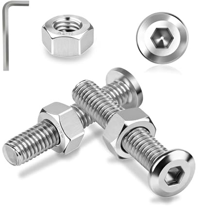 Ezitruz 20 Sätze Schrauben Edelstahl M8x50 mm Flachkopfschrauben Innensechskantschrauben und Muttern Set Linsenkopfschrauben A2 V2A Vollgewinde Sechskantschrauben mit Muttern für DIY Möbelschrauben