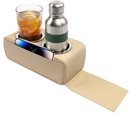 Porte-gobelet de canapé - Organisateur en cuir | Porte-gobelet pour siège arrière de voiture - Plateau en mousse à mémoire de forme pour téléphones Snacks Télécommandes Bouteilles d'eau Camion SUV