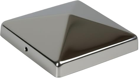 Edelstahl Pfostenkappe für Holzpfosten Pfostenabdeckung Metall Abdeckkappe mit Spitze Pyramide (121x121mm für 120 mm Pfosten)
