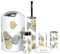 6tlg Badset Badezimmer Zubehör Set Organizer: Seifenspender, Zahnputzbecher, Kosmetikeimer, WC Bürste und Halter, Seifenschale, Mülleimer, Zahnbürstenhalter, Badgarnitur (Blätter)