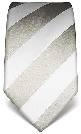 Vincenzo Boretti Herren Krawatte reine Seide gestreift edel Männer-Design zum Hemd mit Anzug für Business Hochzeit 8 cm schmal/breit silber