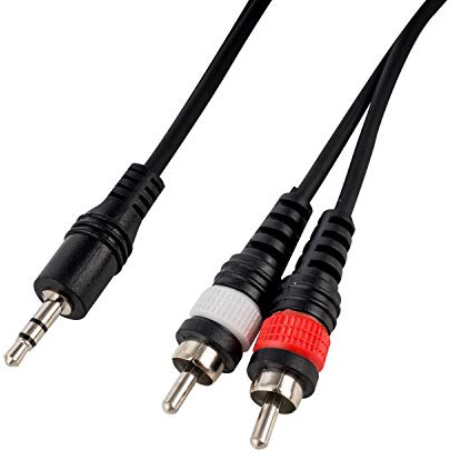CASCHA - RCA to Jack Audio Cable 6m, 2 x RCA to 1 x 3.5 mm Jack, Y Splitter Stereo Cable, Black