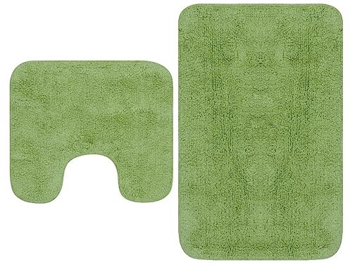 vidaXL Badematte 2-TLG. Grün Badteppich Badvorleger Badgarnitur Badezimmer Set