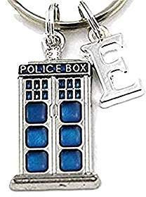 SILVER KNIGHT Royal Swan Doctor Who Key Ring, Personalized Police Box Keychain, Tardis Keyring, Initial Keychain, Whovian Keyfob, Gift for Him, Fathers Day,Time Lord Comes in A Gorgeous Bag (M)