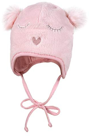 maximo Baby-Mädchen mit Gesicht und Öhrchen und Bindeband Mütze, Rosa (Zartrosa 30), (Herstellergröße: 43/45)