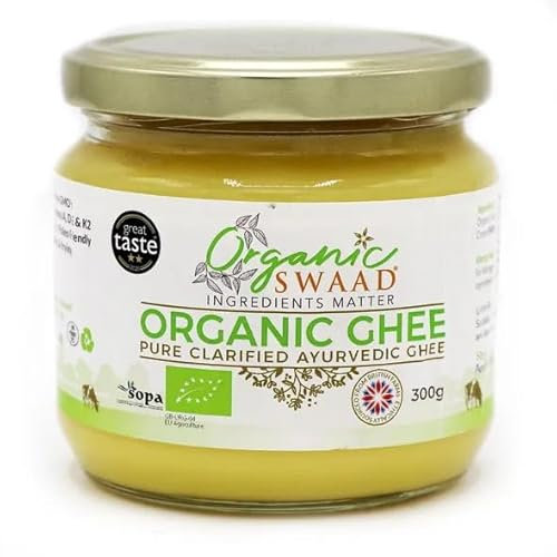 Great Taste 2020 Winner - Organic Certified - Grass Fed Cows – English Ayurvedic Clarified Ghee by Organic Swaad 300g