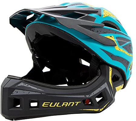 EULANT Fahrradhelm mit Kinnschutz für Jugendliche,Kinder Fullface Helm,BMX helme Jungen,Downhill Helm Mädchen,MTB Integralhelm Con EIN-Knopf-Entfernen Kinnschutz & Hinterer Einsteller