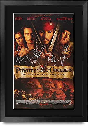 HWC Trading Pirates Of The Caribbean The Curse Of The Black Pearl A3 Gerahmte Signiert Gedruckt Autogramme Bild Druck-Fotoanzeige Geschenk Für Filmfans