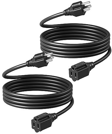 DEWENWILS Outdoor Extension Cord 6ft, 3 Prong Waterproof Extension Cable for Lights, Indoor Outdoor Appliances, 16/3 SJTW, Black, UL Listed, 2 Pack