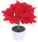 Lurrose Potted Red Poinsettia Plant Led Light Up Artificial Floral Lamp Flower Desktop Light Poinsettias Artificial Christmas Flowers Pot Table Fireplace Window Decoration