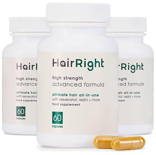 HairRight DHT Blocker Hair Growth Vitamin - 100% Natural - Zinc, Biotin, L-Lysine, Reishi & More - 60 Capsules - Men & Women