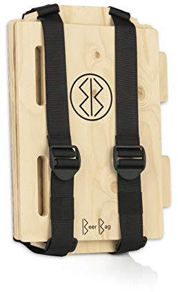 Beer Bag Rucksack aus Holz zum Tragen von Getränkekisten | Inkl. Tragegurt und Rückpolster, vom Rucksack zum Hocker umbaubar | Tragesystem für Getränkekisten [Passend für viele 20er-Kästen]