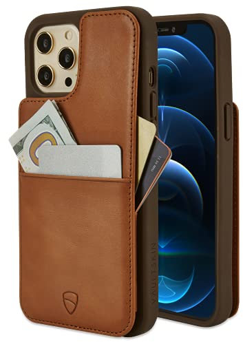 Vaultskin ETON ARMOUR Leather Wallet Case for iPhone 12 Pro Max, Sleek iPhone Holster with Cardholder, Durable Protection and Elegant Design (Cognac, for iPhone 12 Pro Max)