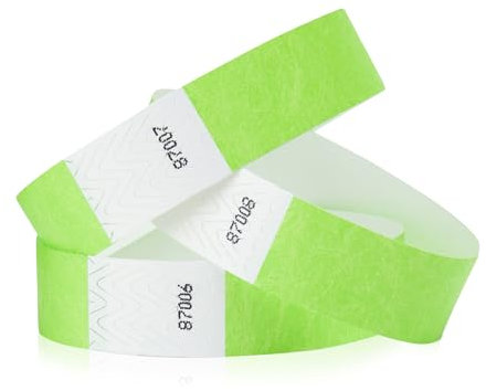 WristCo 3/4 Tyvek Wristbands | Lightweight | Durable | Waterproof | Great for Events and Screening | Neon Green | 2,000 Paper Wristbands
