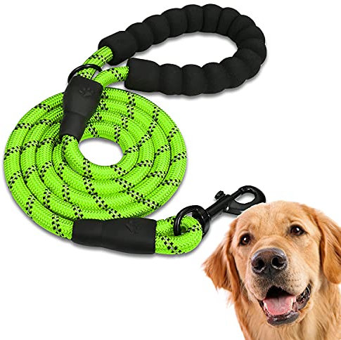 Edipets, Dog Lead, Durable Slip Rope with Soft Padded Handle, Highly Reflective Threads, for Small, Medium, Large Dogs, 47, 60 and 87 inches (60 Inches, Green)