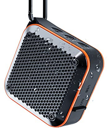 Tragbarer Bluetooth-Lautsprecher, Kleiner tragbarer kabelloser Lautsprecher,8-Stunden-Stereo-Wiedergabe TWS,IPX7 wasserdicht, geeignet für Dusche,Outdoor-Reisen,Party,Strandboot,Camping(orange)