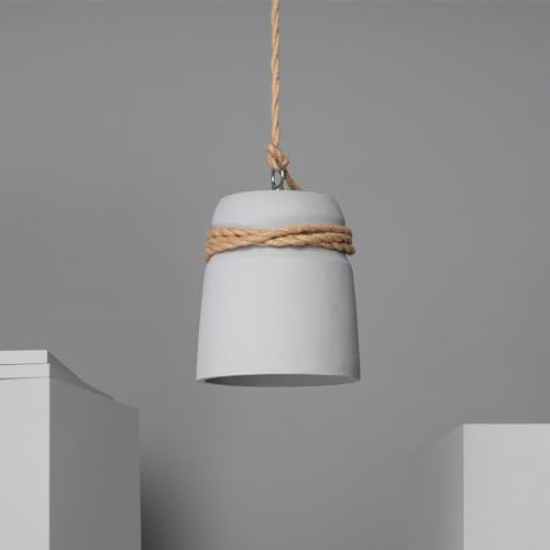 LEDKIA LIGHTING - Lámpara Colgante Dawan | Diseño Natural Cemento y Cuerda | Compatible con Bombilla LED E27 | Uso Interior IP20 | Cable Ajustable, Gris Grafito, Cuerda, Cemento