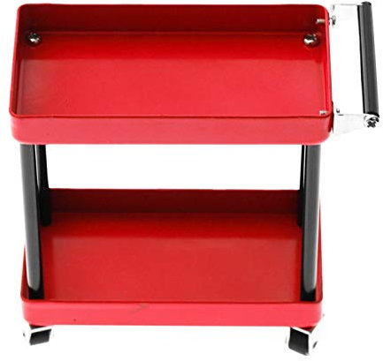 Mini Werkstattwagen 2-stufiger Werkzeugaufbewahrungswagen Werkstattgarage Heimwerkerwerkzeugaufbewahrungswagen Werkstattwagen RC-Werkzeugwagen Rollwerkzeugwagen Reparaturwerkzeugwagen(rot)