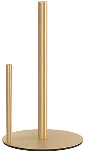 Paper Towel Holder Gold Kitchen Roll Holder, Premium Stainless Steel Kitchen Paper Holder For Kitchen Roll Organize, One-Handed Operable Countertop Roll Dispenser With Weighted Base