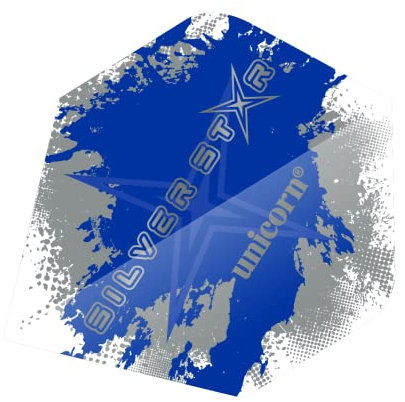 ‎Unicorn Einhorn-Dart-Flights | Silberner Stern | Standard-Plus-Form | Ultra strapazierfähiges 75 Mikron Polyester PET | Blau & Silber