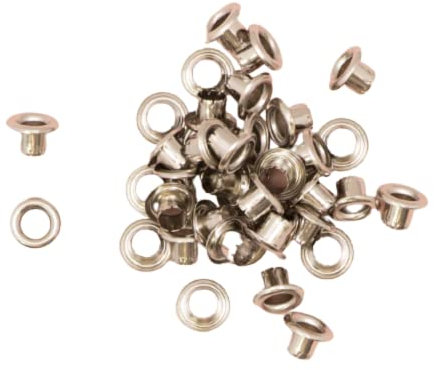 Craftelier - Packung mit 40 Basic Metallic-Ösen Ideal für Scrapbooking | Gültig für verschiedene Materialien | Größe ca. Innendurchmesser 5 mm und Außendurchmesser 8 mm - Silber