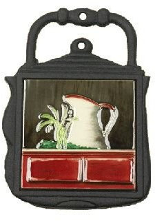 Cast Iron and Ceramic Kettle Trivet - Jug Design