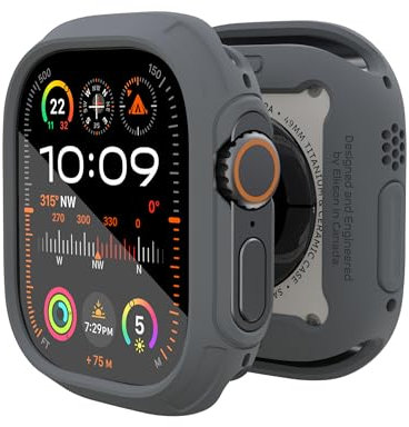 elkson Funda protectora hecha para Apple Watch Ultra 2 1 de 49 mm, protector de pantalla de vidrio templado, serie Quattro Max, resistente para iWatch, cubierta protectora duradera de grado militar,